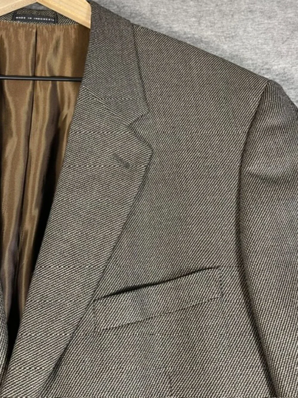 Alfani Men's Brown Wool Blazer 44L Single-Breasted 2-Button Notch Lapel Vintage